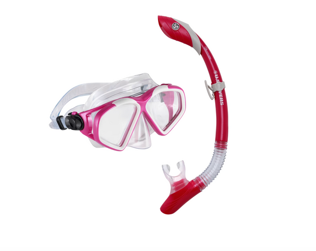 Cozumel TX Snorkeling Mask and Island Dry Snorkel Combo - Grey/Dark Pink