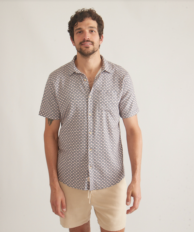 Classic Stretch Selvage Shirt- Japanese Wave Print