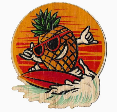 Shaka Surfing Pineapple Bamboo Sticker