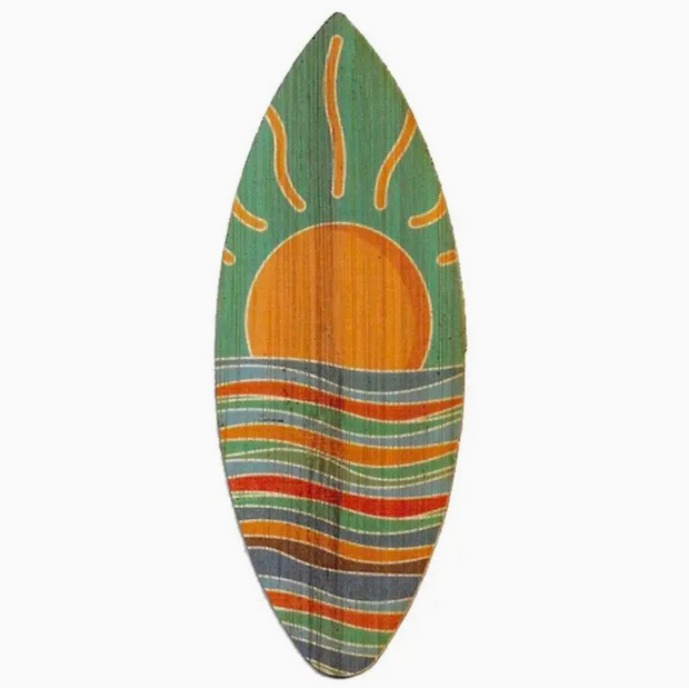 Sunset Surfboard Bamboo Wood Stickers