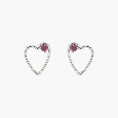 Sweetheart Stone Earrings - Silver