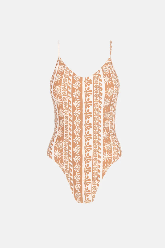 Seafarer Tie Back Minimal One Piece - Brown