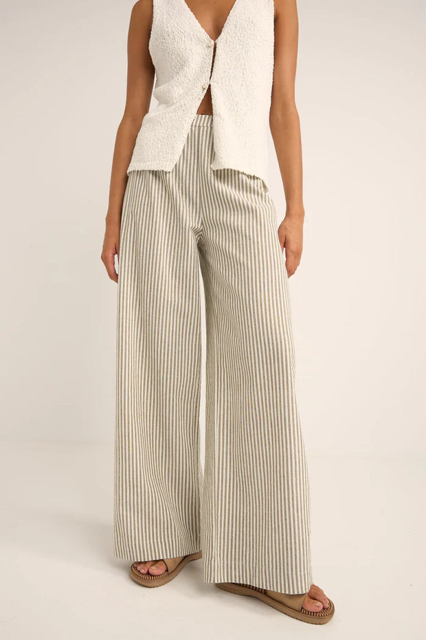 Valley Stripe Wide Leg Pant - Ivy