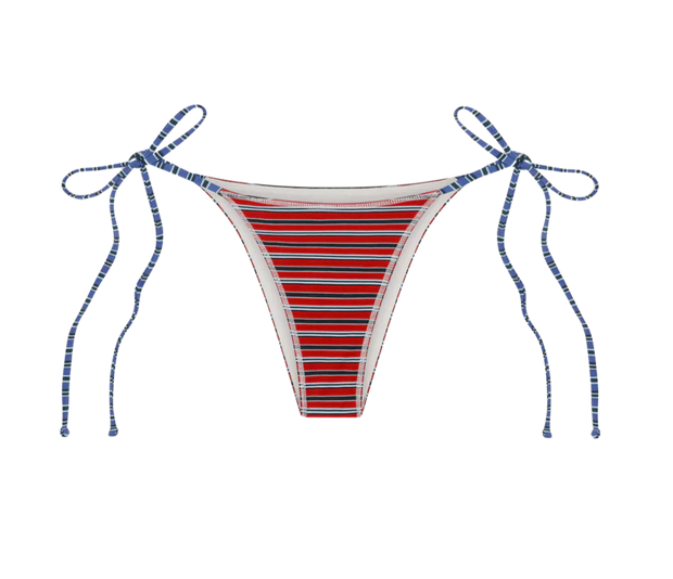 Mackenzie Cheeky String Bikini Bottom - Red Summer Stripe