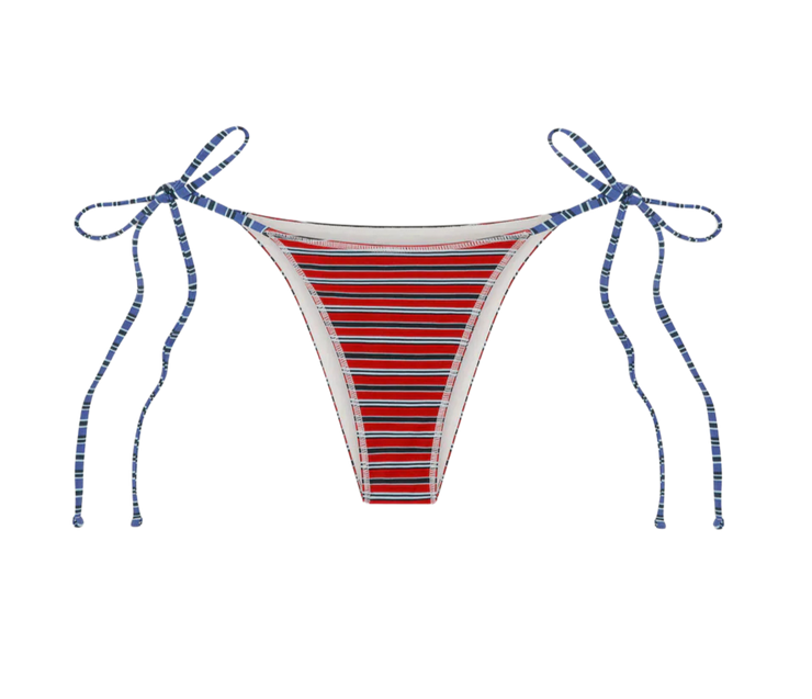 Mackenzie Cheeky String Bikini Bottom - Red Summer Stripe