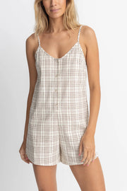 Rumi Check Romper - Natural