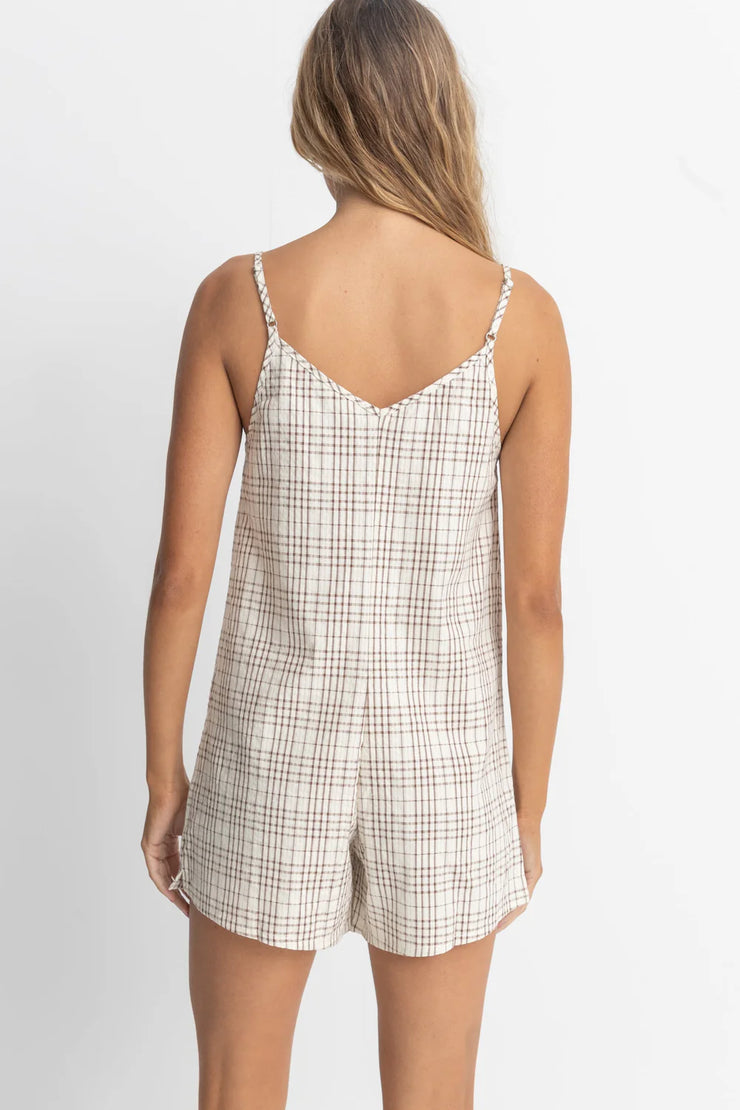 Rumi Check Romper - Natural