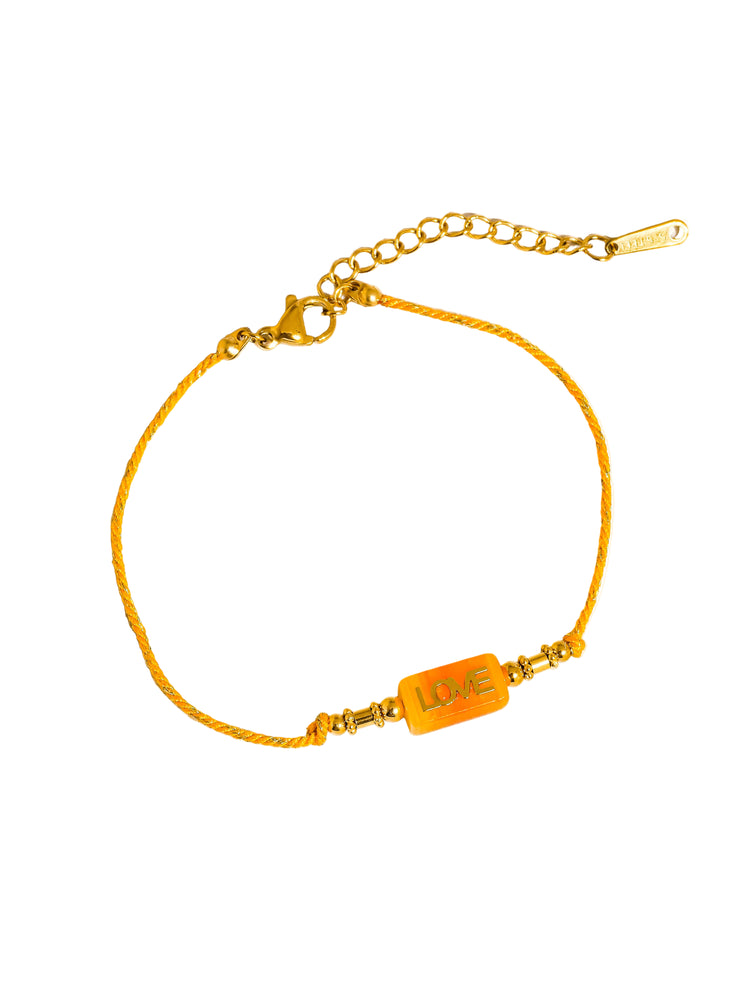 Sunkiss 18K Gold Non-Tarnish Love Braided Bracelet: Orange