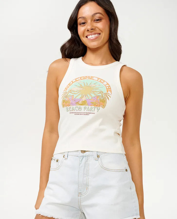 Tropicana Ribbed Tank - Bone