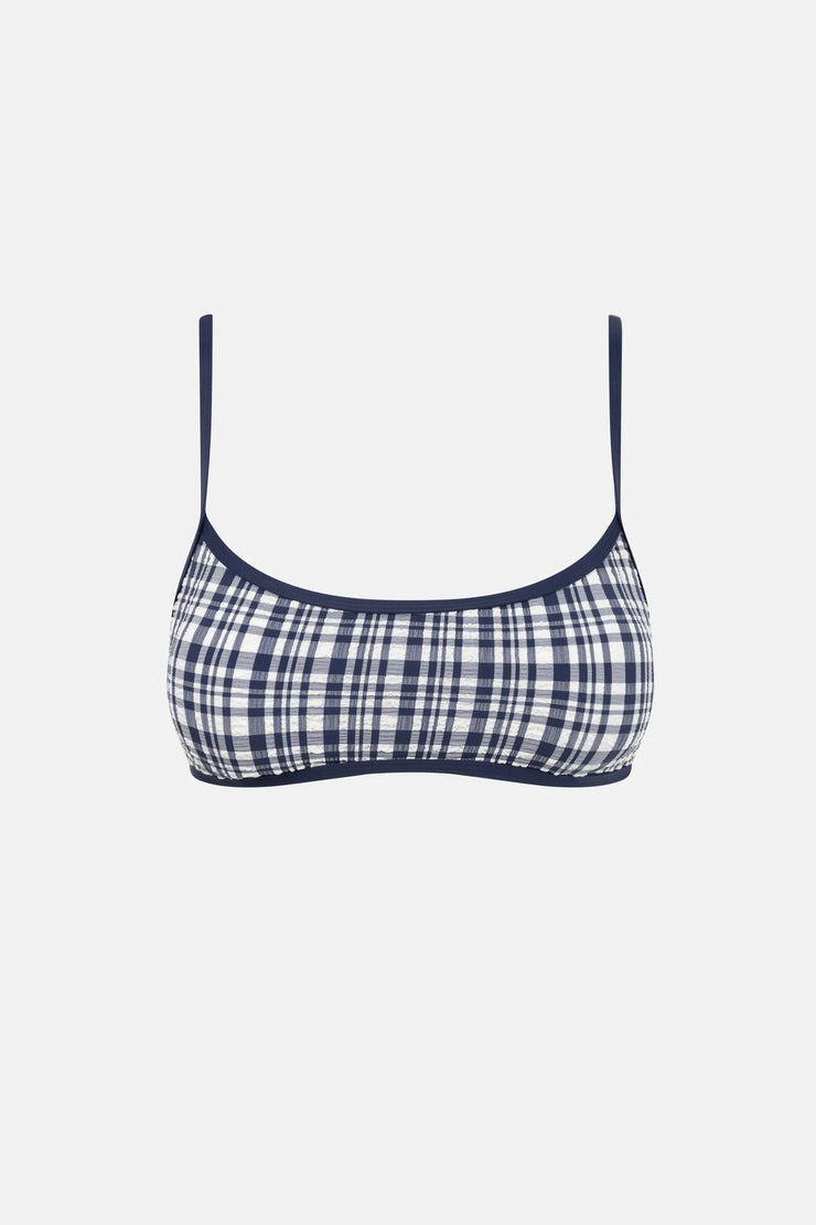 London Check Crop Top - Navy