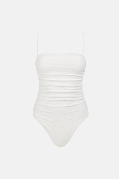 Brighton Eyelet Scrunched Side One Piece - Ivory