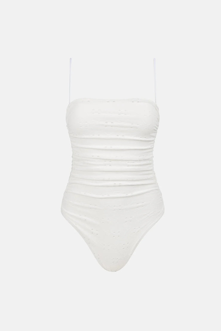 Brighton Eyelet Scrunched Side One Piece - Ivory