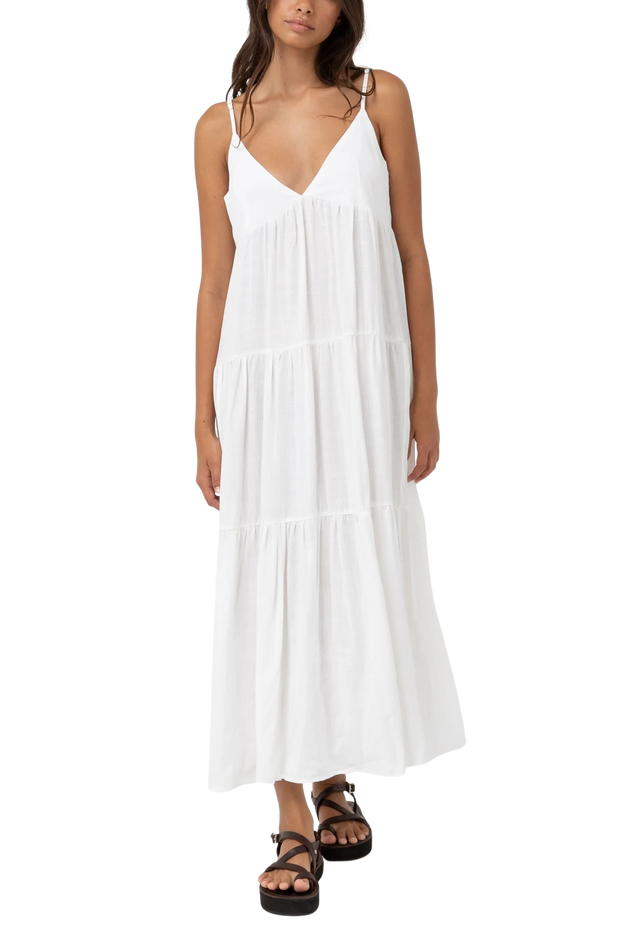 Classic Tiered Midi Dress- White