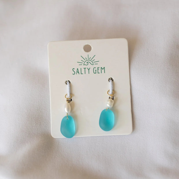 Sea Glass Charms - True Blue / Gold