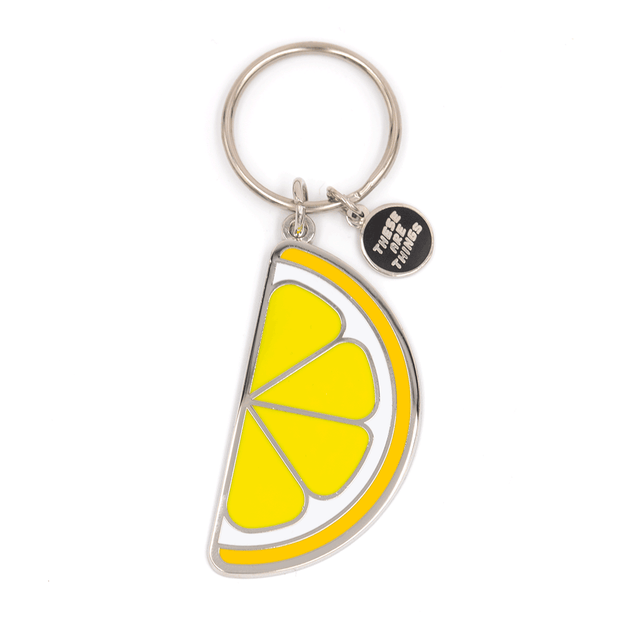 Lemon Enamel Keychain: 2.25" tall x 1"