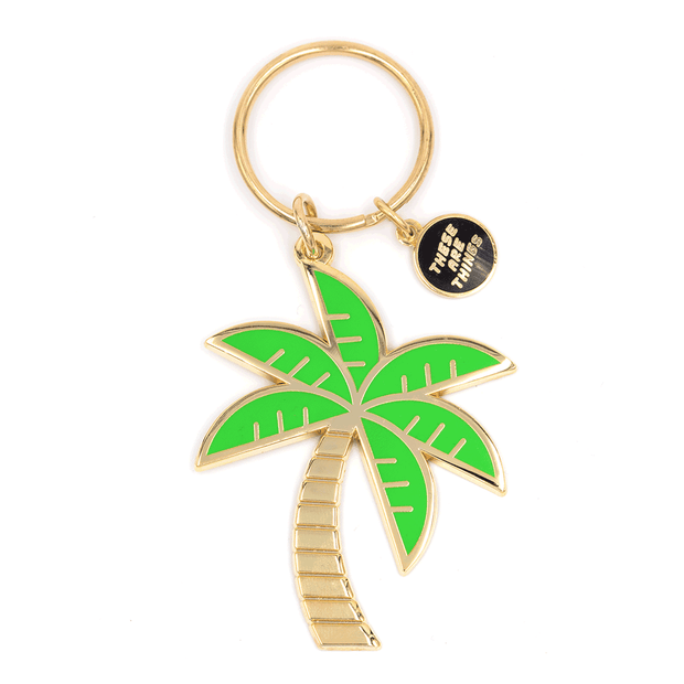 Palm Tree Enamel Keychain: 2.25" tall x 2"