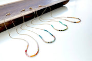 Thin Beaded Necklace - Color Mix Collection: Sea green / Gold Filled