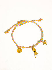 Menton18K Gold Non-Tarnish Summer Rope Charm Bracelet: Green