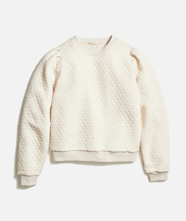 Women's Corbet Quilted Puff Sleeve Crewneck - Oat Heather