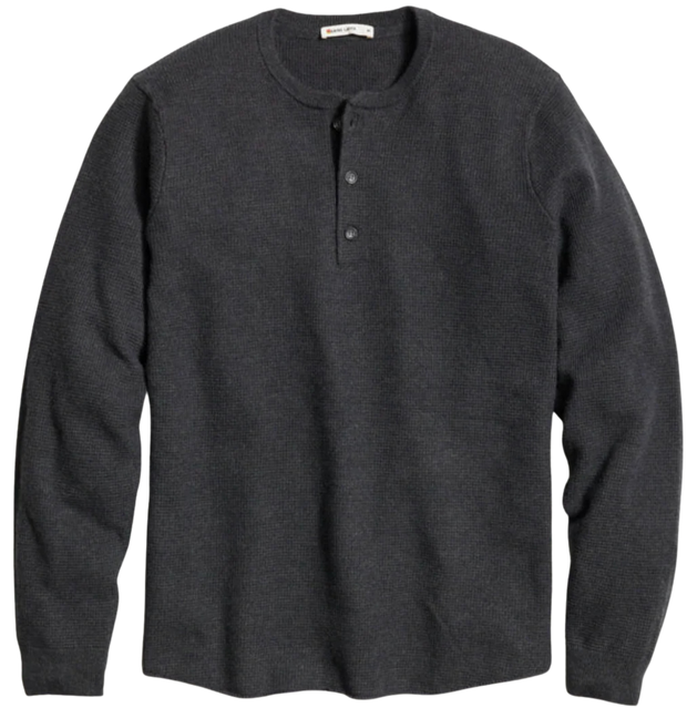 Merino Blend Sweater Henley - Black