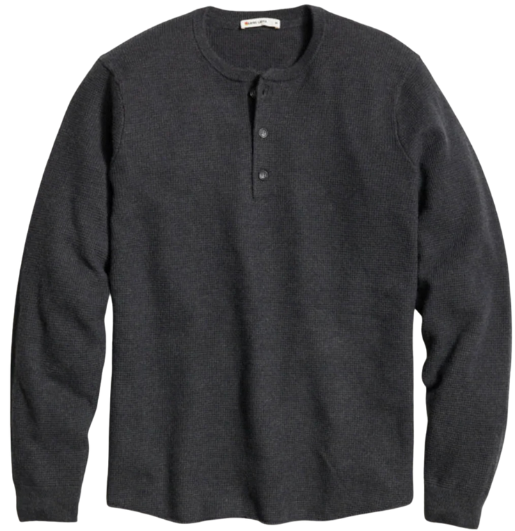 Merino Blend Sweater Henley - Black