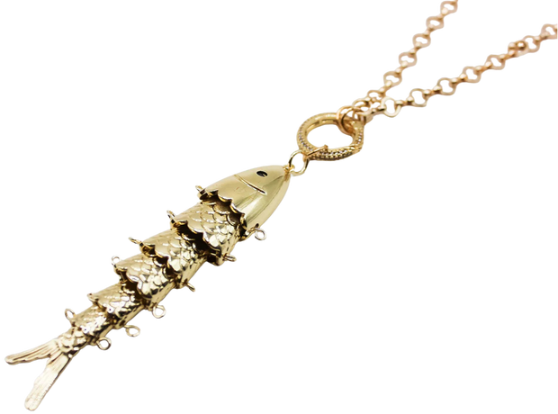 Gypsy Life Large Vintage Gold Plated Chunky Fish Necklace