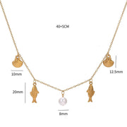 Summer Beach Pearl Charm Necklace