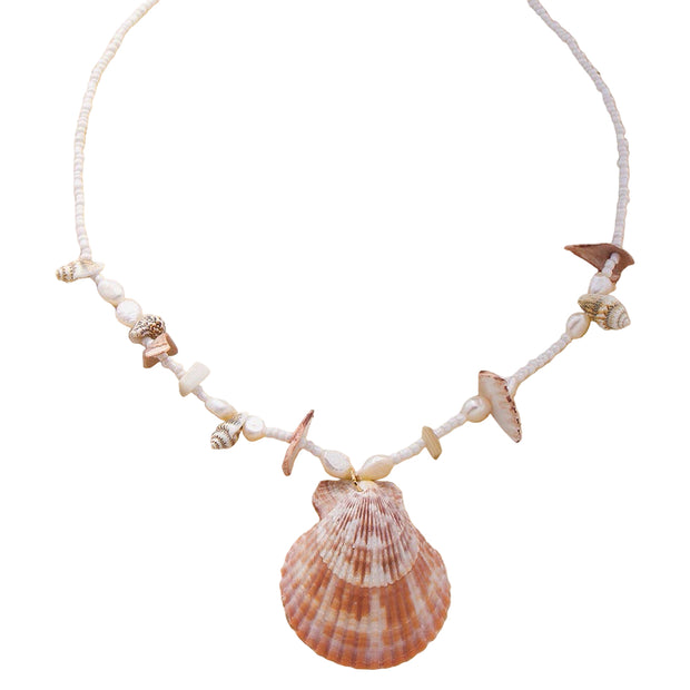 Beach Shell Ocean Scallop Pendant Necklace