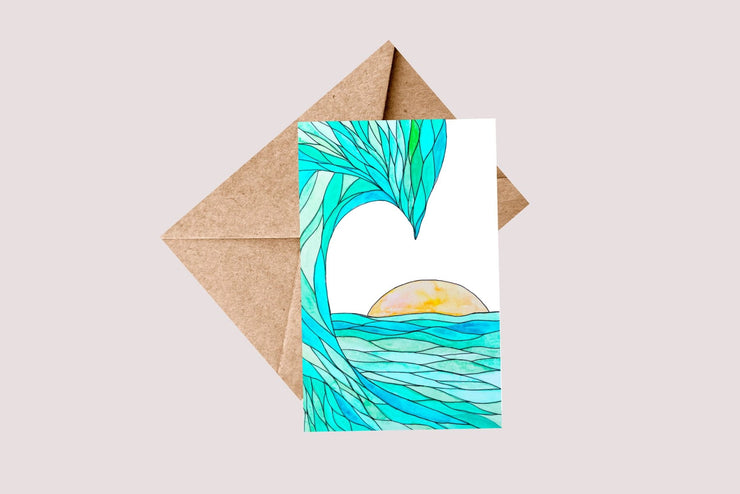 Wave and Sun Watercolor Card