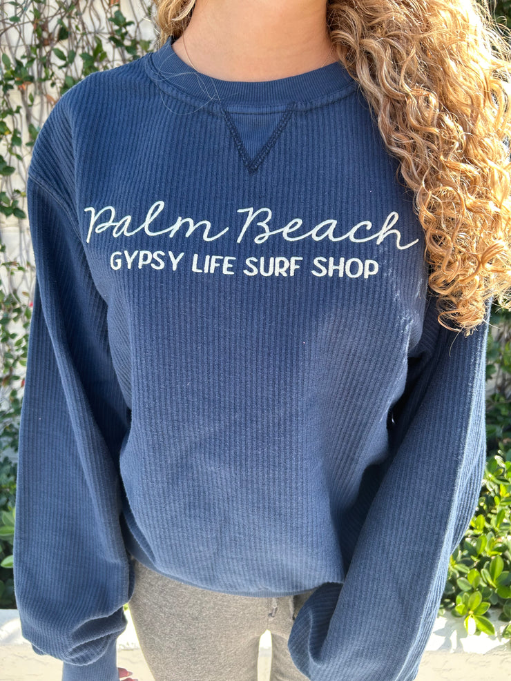 Gypsy Life Women's Dyed Corded Crew - Navy