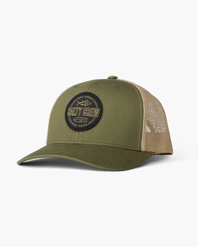 Outlined Retro Trucker Hat - Moss/Khaki