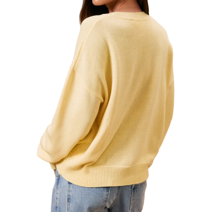 Long Sleeve Crew Neck Hibiscus Graphic Sweater - Yellow – Gypsy