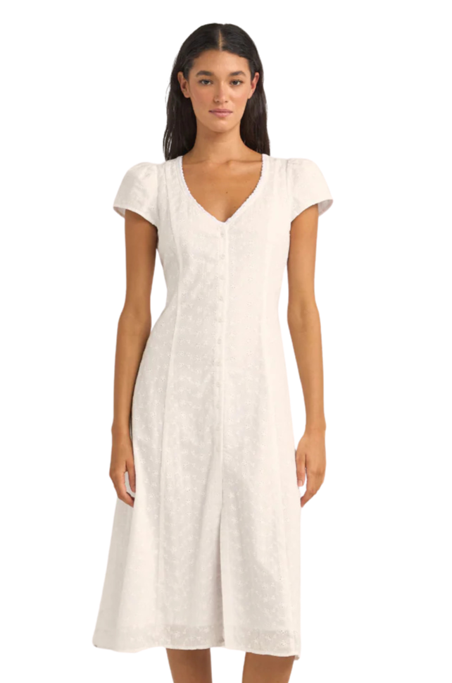 Tallulah cap sleeve midi dress - White