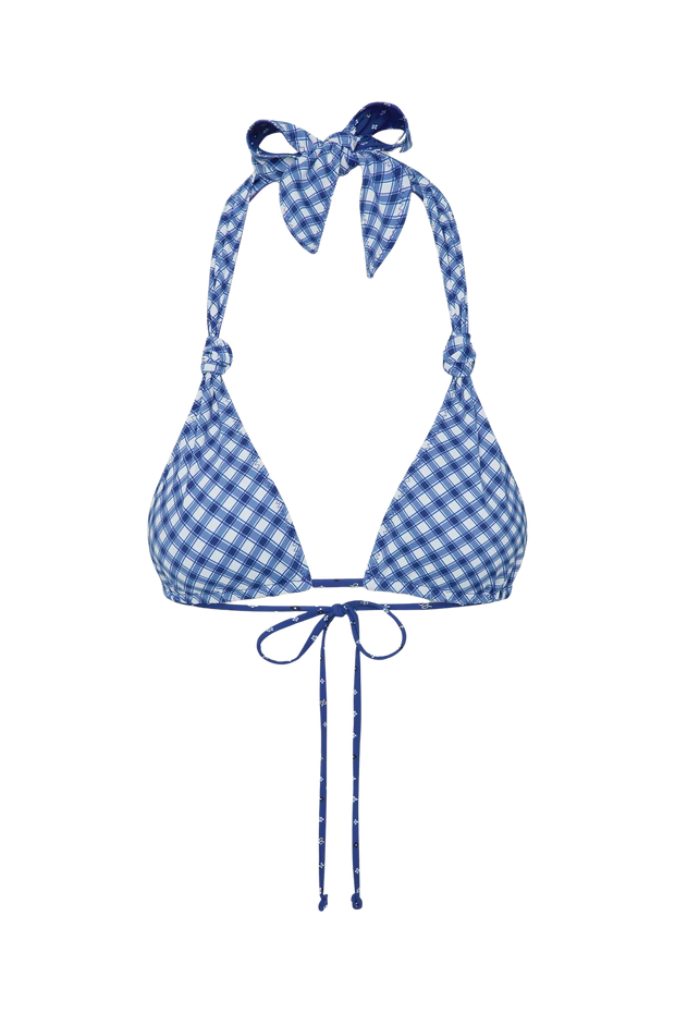 Kealy Triangle Halter Bikini Top - Starry Gingham