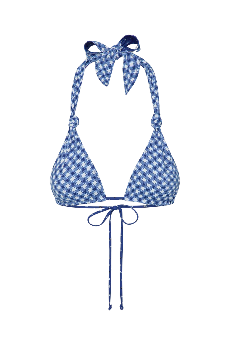 Kealy Triangle Halter Bikini Top - Starry Gingham