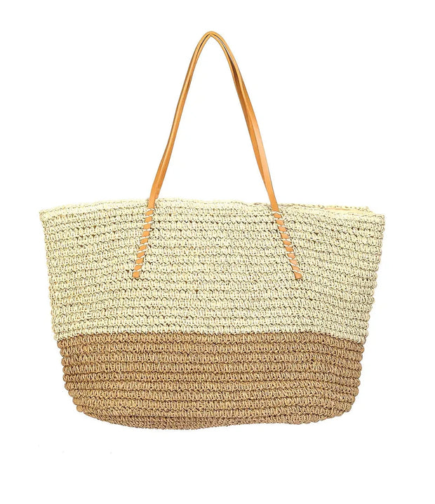 Straw Braided Beach Tote Bag