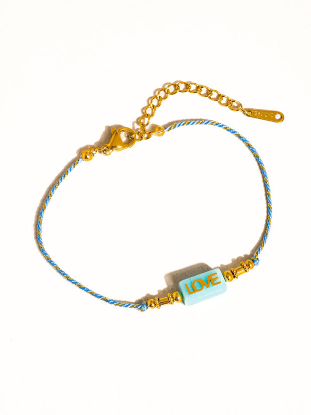 Sunkiss 18K Gold Non-Tarnish Love Braided Bracelet: Orange