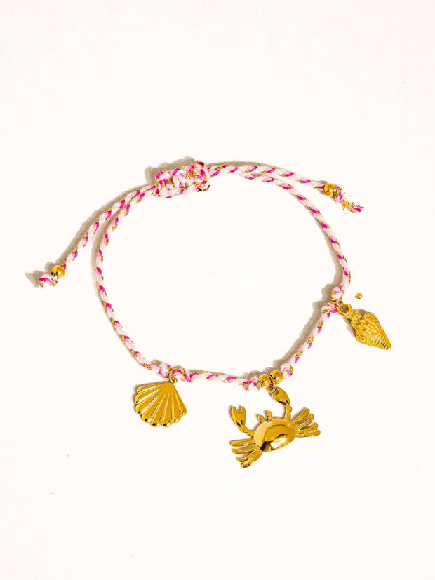 Menton18K Gold Non-Tarnish Summer Rope Charm Bracelet: Green