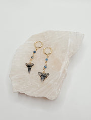 Dainty Shark Tooth Mini Hoop Earrings with Chain Link