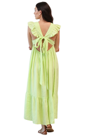 Tippie Tie Back Linen Dress- Lime