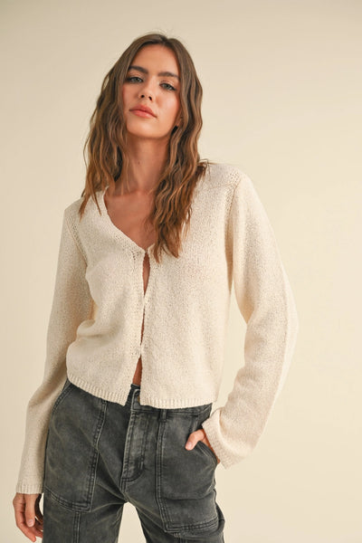 Light Weight Longsleeve Knit Cardigan - Ivory