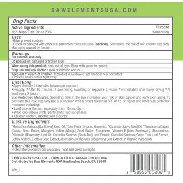 Raw Elements Natural Sunscreen Sps 30 Travel Size 1 oz