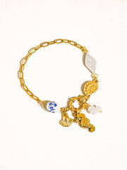 Cecily 18K Gold Non-Tarnish Seahorse Seashell Charm Bracelet: Yellow Gold