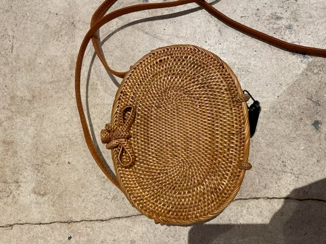 Rattan Oval Bow Bag - Natural