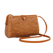Rattan Bag Purse Wallet Clutch Crossbody (Brown Water Drop)