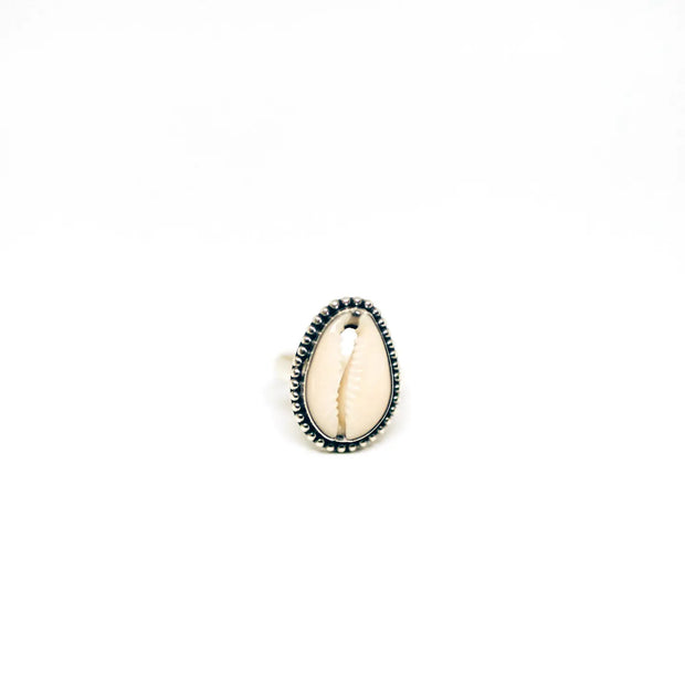 Beaded Cowrie Shell Ring (Handmade)