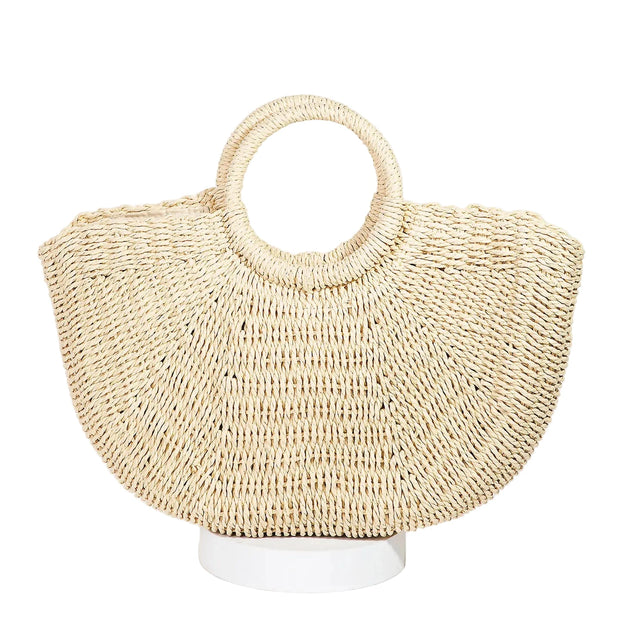 Half Moon Straw Tote Bag