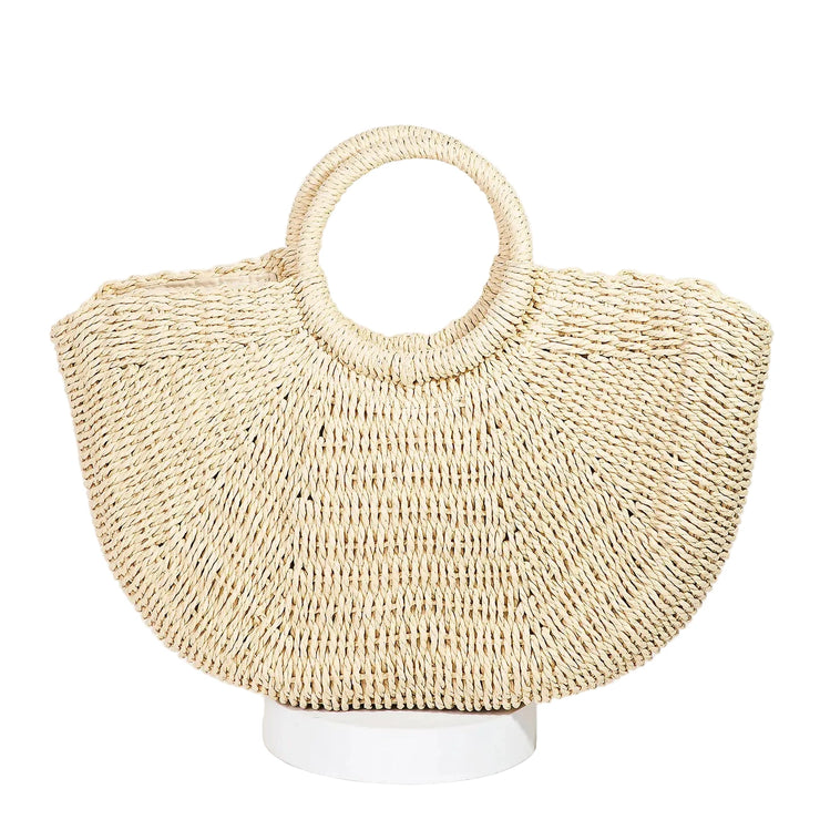 Half Moon Straw Tote Bag