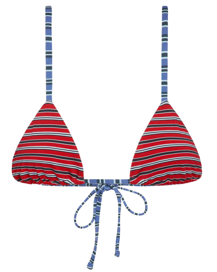 Lumia Skimpy Triangle Bikini Top - Red Summer Stripe