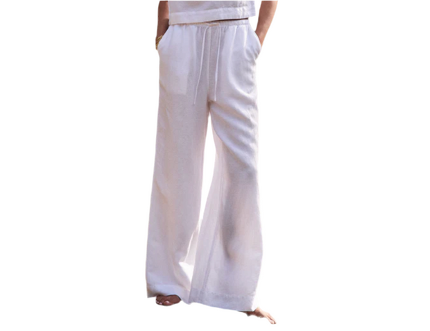 Linen Drawstring Pant - Bright White